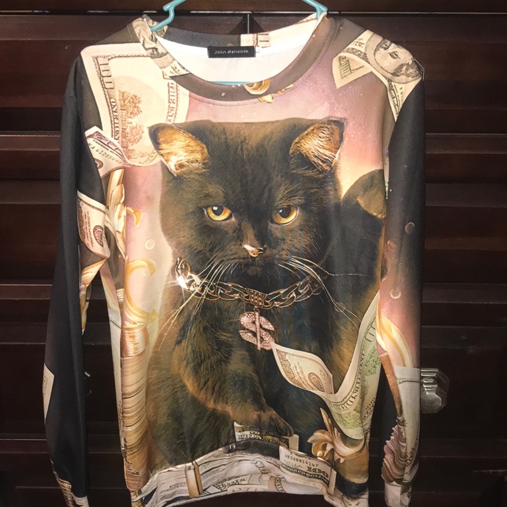 Cat/Money Long Sleeve Top